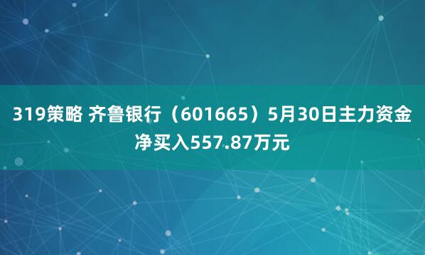 319策略 齐鲁银行（601665）5月30日主力资金净买入557.87万元